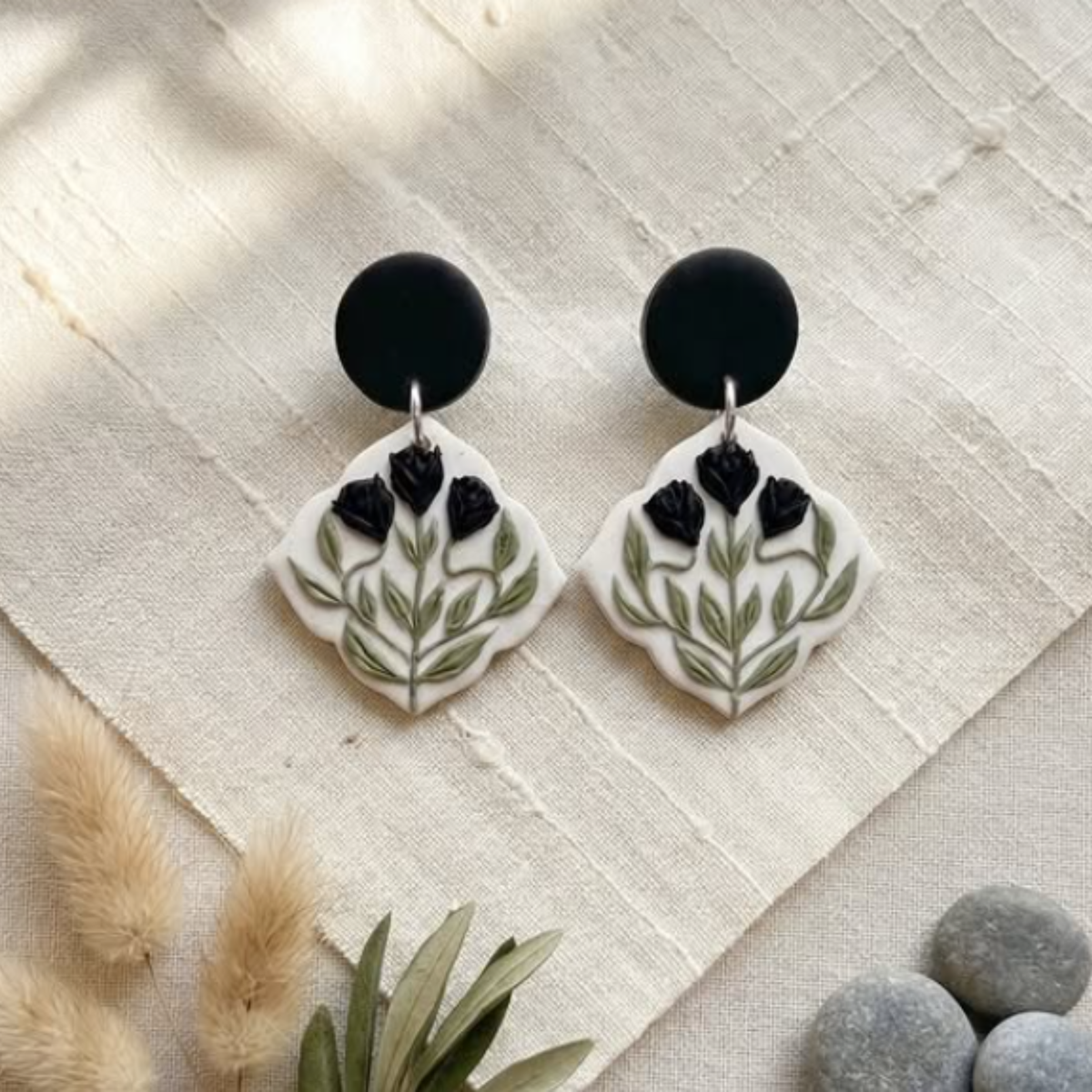 Dark Floral Earrings