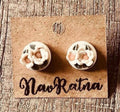 Magnolia Studs: small cream flower studs on a NavRatna card